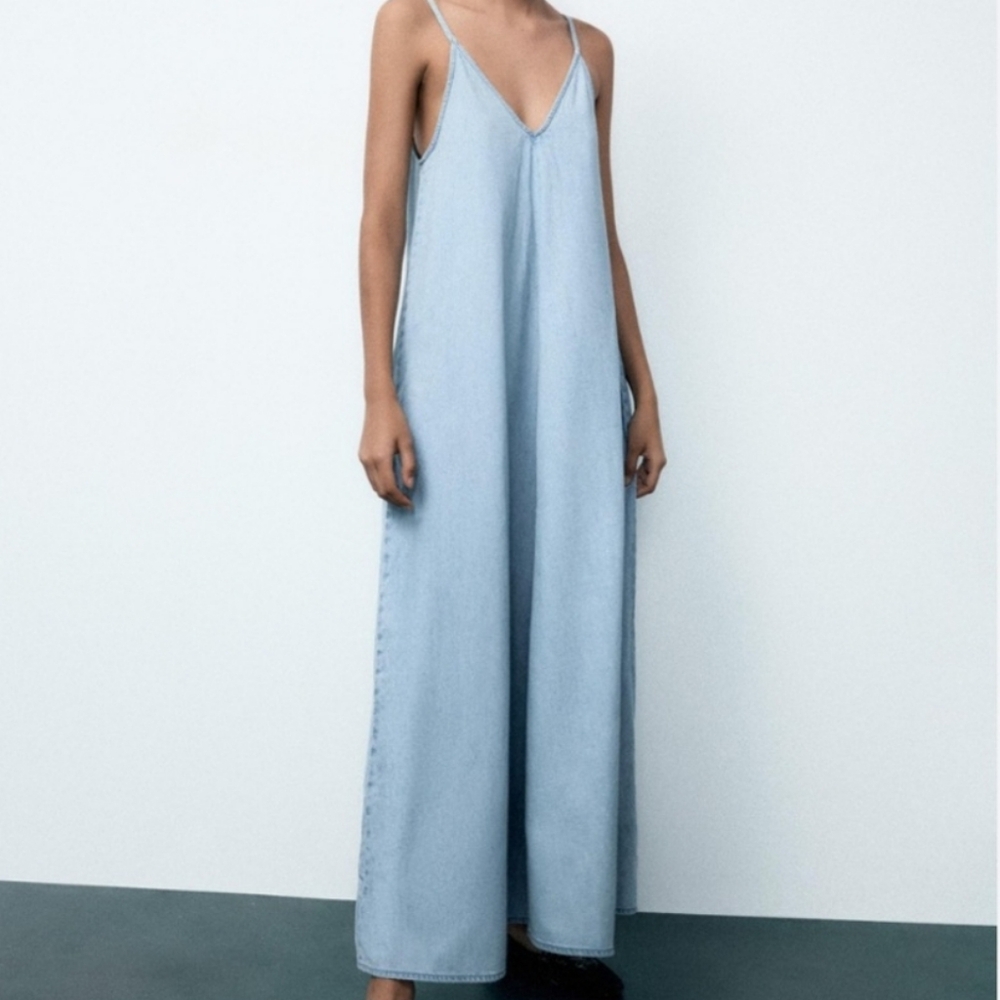Zara Blue Slip Maxi Dress